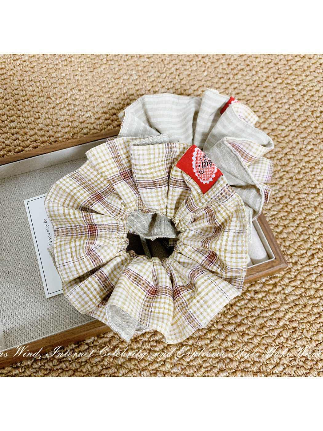 Gifty - Grace Khaki Plaid Hair Ring