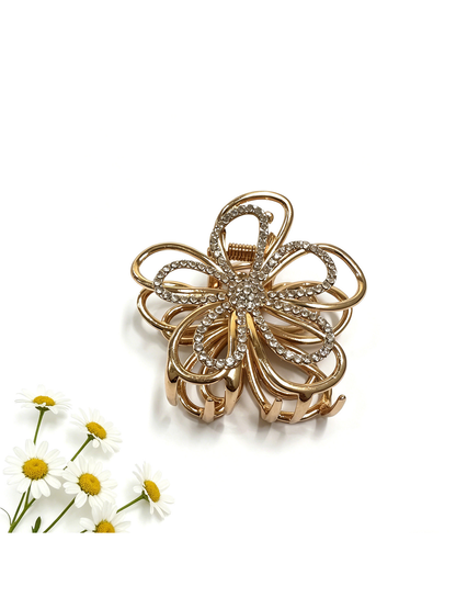 Beau - Petal Shape Rhinestone Hair Claw Clip