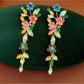 Earedge - Vintage Floral Rhinestone Tassel Earrings