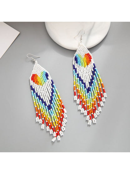 Earedge - Heart Drop Tassel Earrings