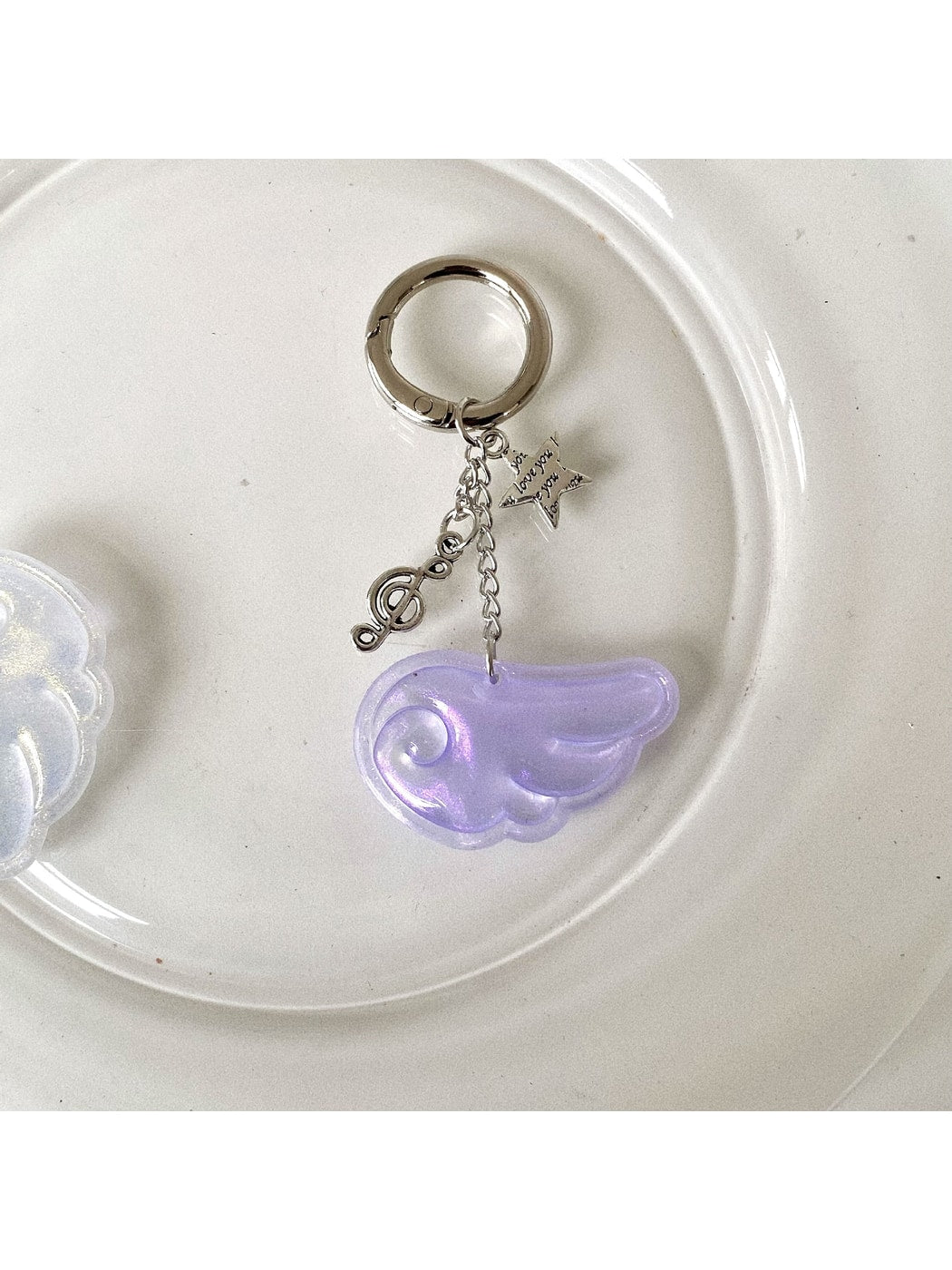 Keypus - Acrylic Alloy Wing Music Note Bag Charm Keychain