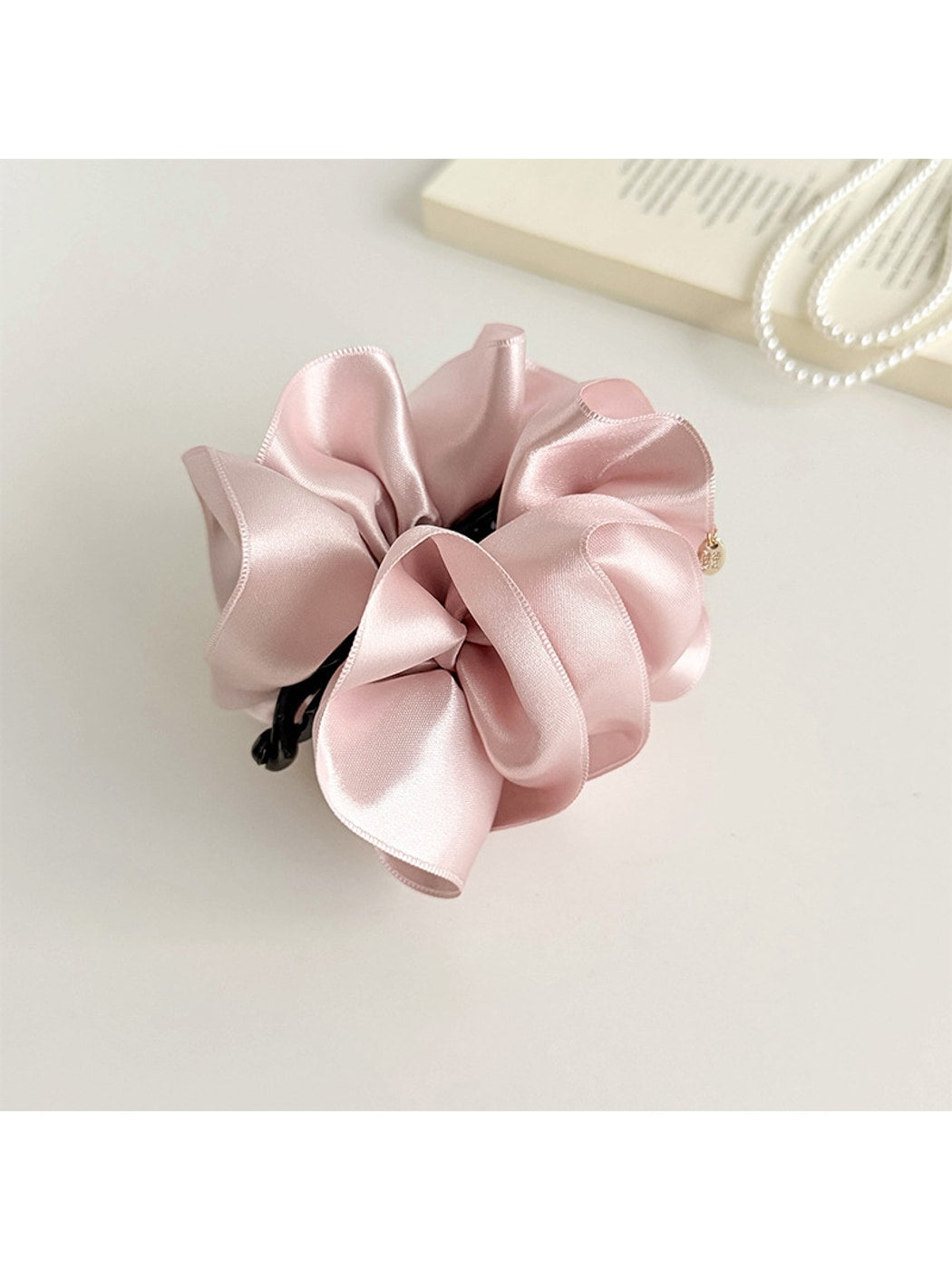 Beau - Pleated Satin Finish Flower Bud Banana Clip
