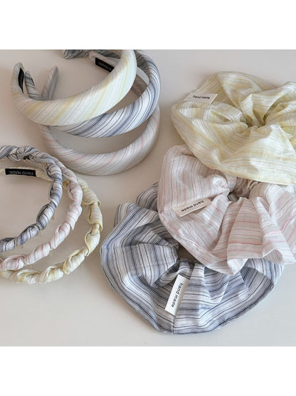 Gifty - Irregular Stripe Wrapped Headband and Scrunchie