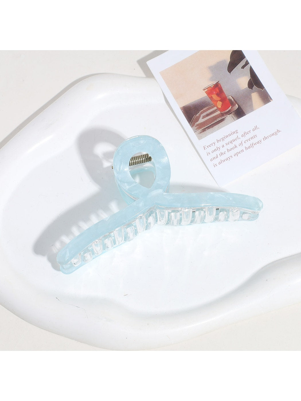 Beau - Floral Print Y-Shaped Plastic Alloy Claw Clip