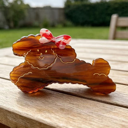 Beau - Bow Dog Design Scalloped Claw Clip