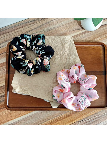 Gifty - Floral Chiffon Look Elastic Ponytail Scrunchie