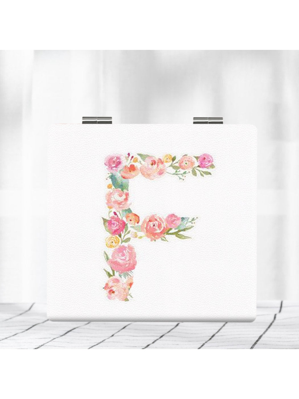 Mirroray - Elegant Floral Letter Print Compact Mirror