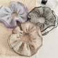 Gifty - Plaid Mesh Lace Trim Ruffled Hair Scrunchie