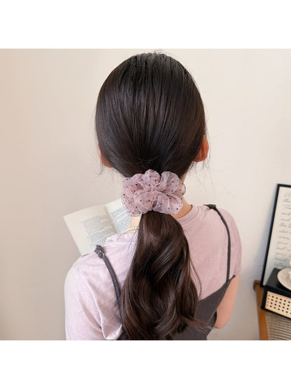 Gifty - Sweet Style Lavender Polka Dot Mesh Scrunchie