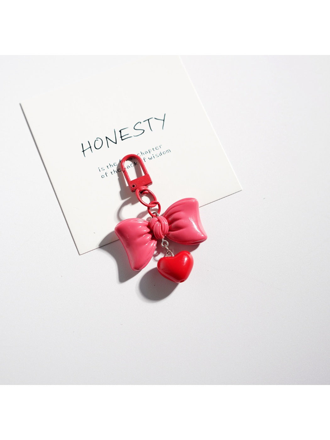 Keypus - Solid Color Heart Bow Keychain
