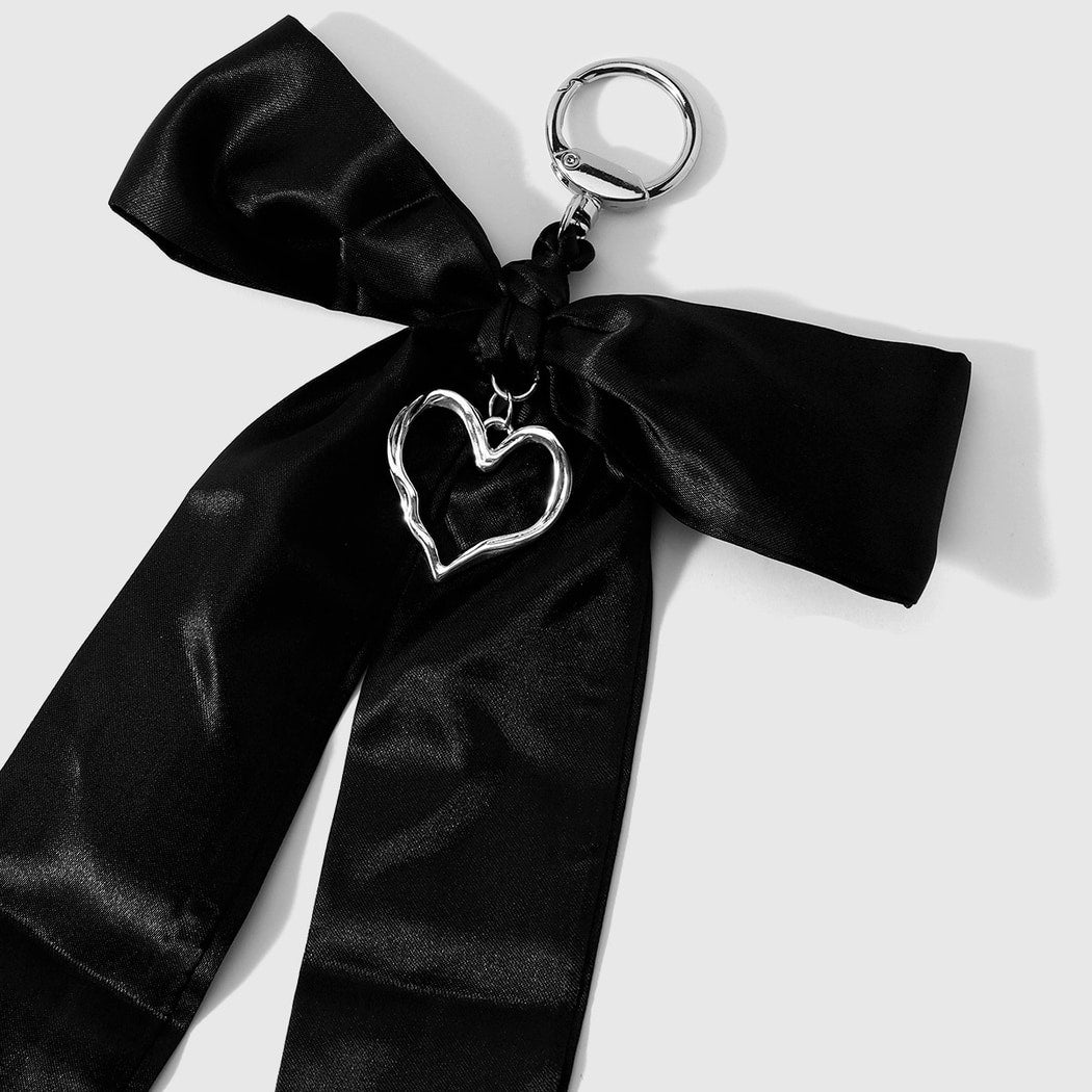 Keypus - Heart Charm Satin Bow Keychain