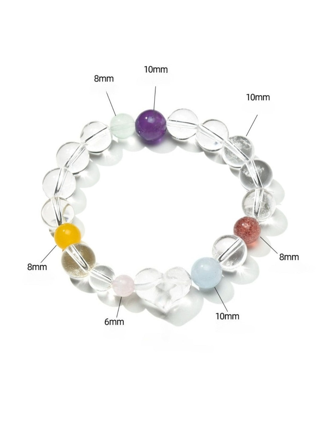 Lovra - Heart Shaped White Crystal Beaded Bracelet