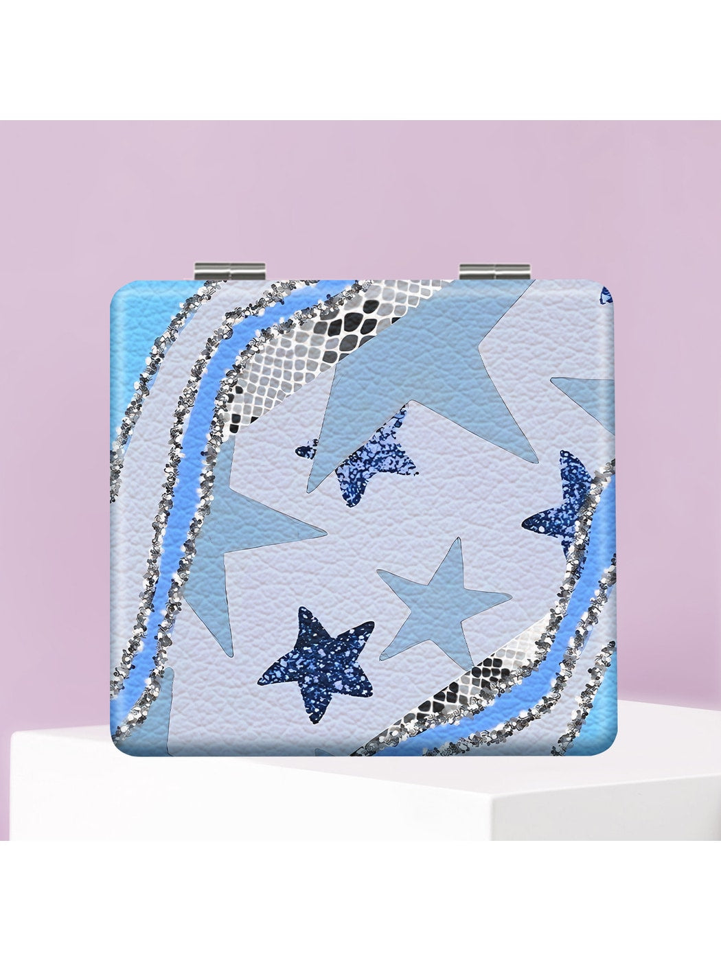Mirroray - Glitter Star Pattern Square Folding Makeup Mirror