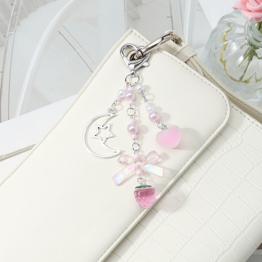 Keypus - Y2K Pink Strawberry Cross Keychain