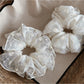 Gifty - Sheer Floral Beaded Ruffle Detail Scrunchie