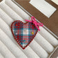Beau - Plaid Bow Heart-Shaped Hair Clip
