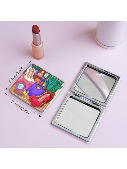 Mirroray - Cartoon Style High Heel Printed Foldable Mirror