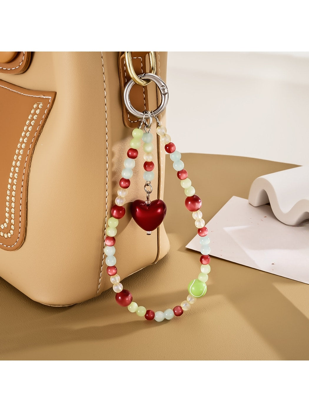 Keypus - Sweet Acrylic Bead Alloy Pendant Phone Charm