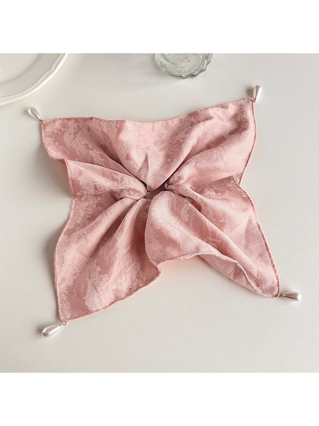 Gifty - High Stretch Satin Jacquard Square Scarf Scrunchie