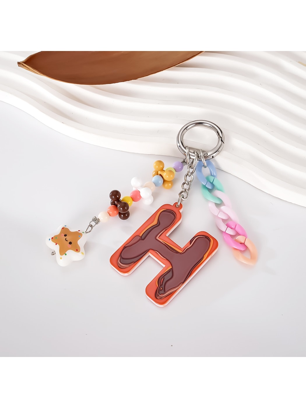 Keypus - Acrylic Letter Star Bead Chain Detail Keychain