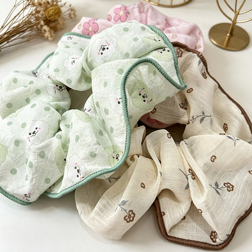 Gifty - Sweet Floral Print Polyester Fabric Scrunchie