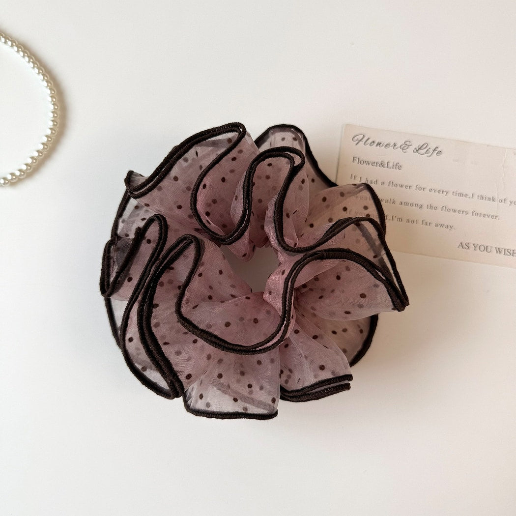 Gifty - Polka Dot Mesh Ruffled Polyester Scrunchie
