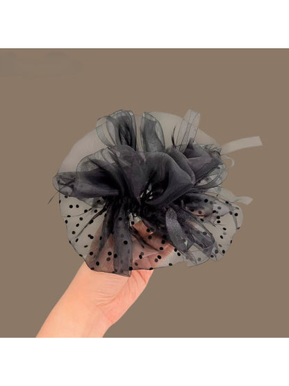 Gifty - Polka Dot Mesh Bow Ponytail Scrunchie