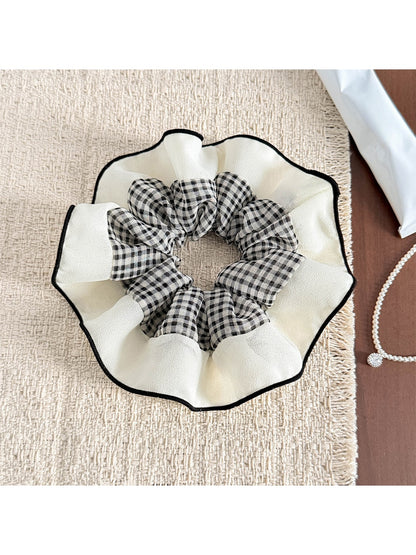 Gifty - Plaid Patchwork Mesh Ruffled Scrunchie