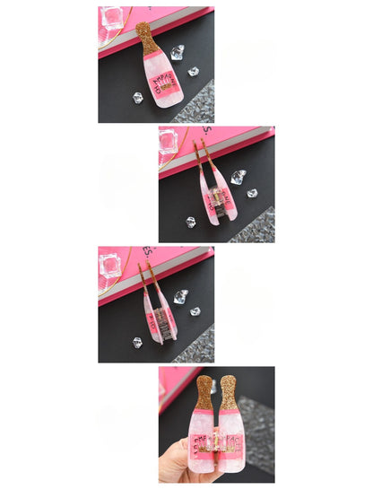 Beau - Pink Wine Bottle Hair Claw Clip