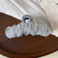 Beau - Polka Dot Mesh Ruffled Fabric Claw Clip