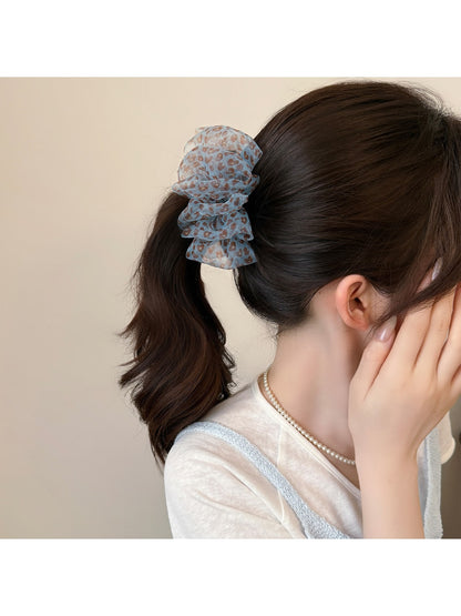 Beau - Floral Mesh Gathered Polyester Banana Clip