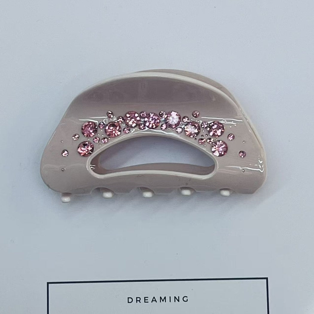Beau - Modern Oval Rhinestone Accent Hair Claw Clip