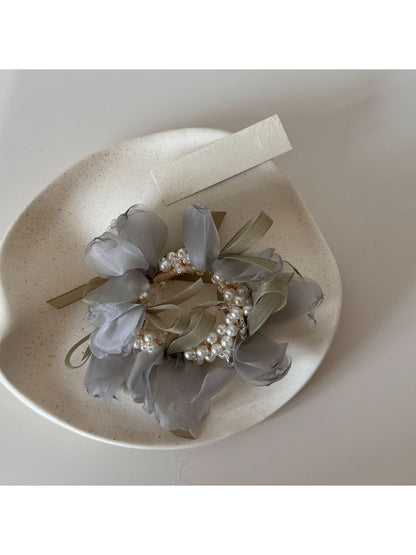 Gifty - Polyester Mesh Flower Ruffle Hair Tie
