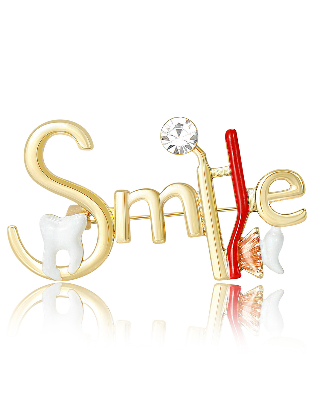 Brovia - Enamel Tooth Letter Alloy Accent Brooch Pin
