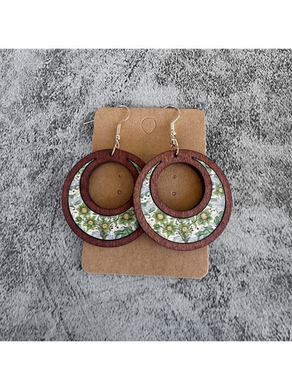 Earedge - Elegant Wooden Sunflower Earrings