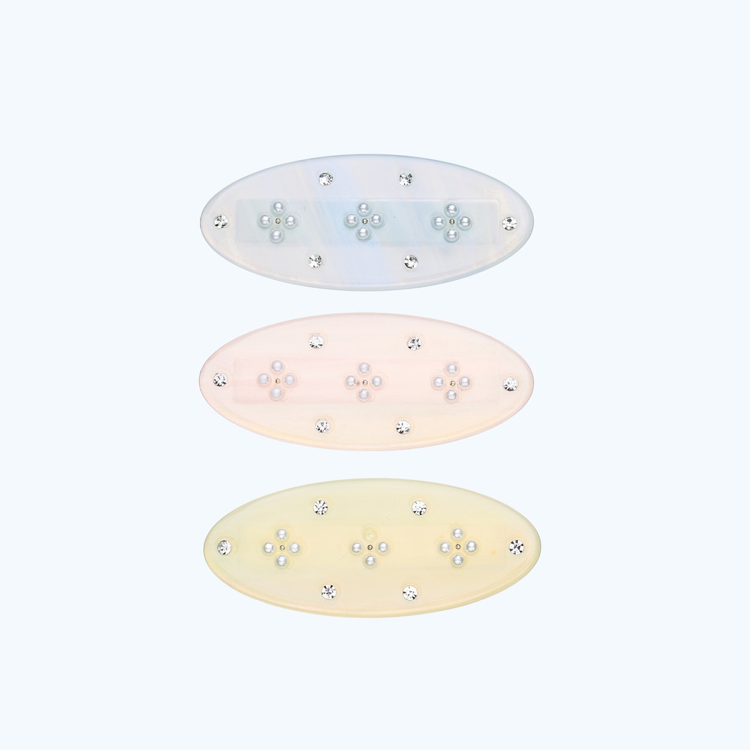 Beau - Oval Four Petal Floral Hair Clip Set