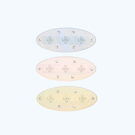 Beau - Oval Four Petal Floral Hair Clip Set