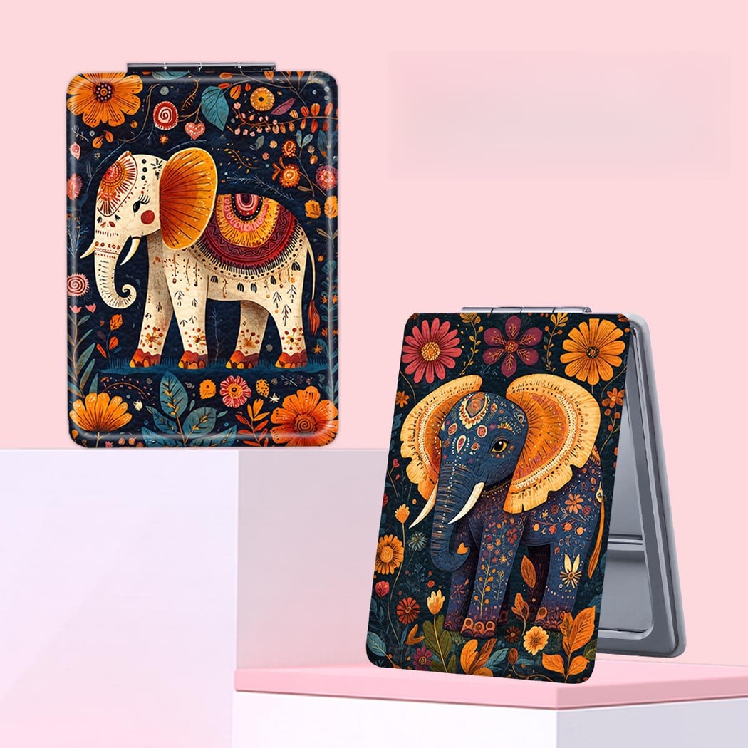 Mirroray - Portable Floral Elephant Compact Folding Mirror