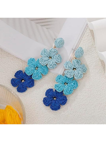 Close-up of earring clasp and color block design on Earedge Bohemian drop earrings