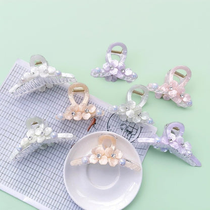 Beau - Floral Pearl Hair Claw Clips