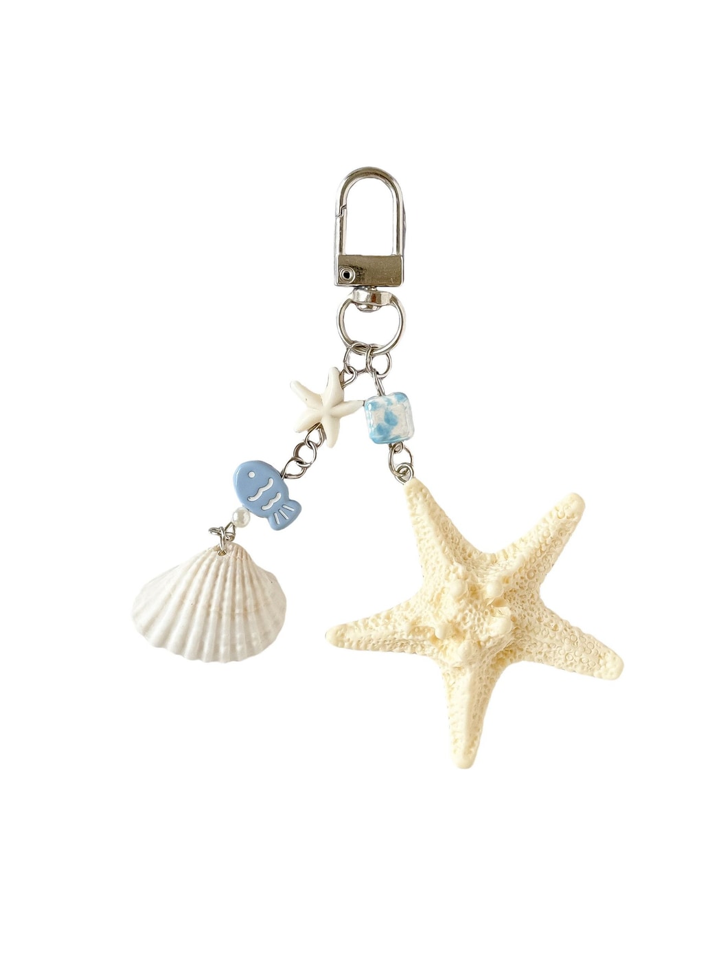 Keypus - Alloy Plastic Starfish Beaded Charm Keychain