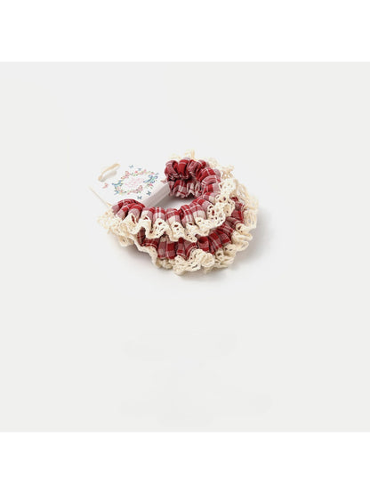 Gifty - Preppy Plaid Lace Scrunchie Set