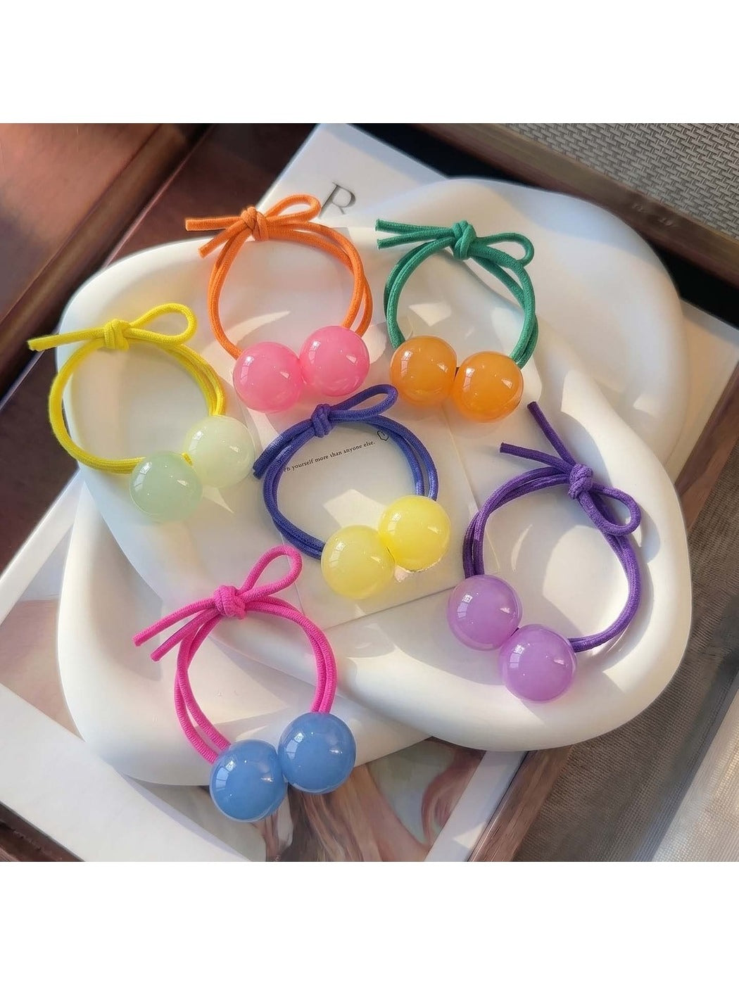 Gifty - Glossy Double Ball Elastic Ponytail Holder Hair Tie