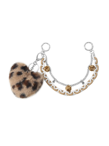 Keypus - Y2K Leopard Heart Chain Bag Charm Keychain