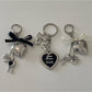 Keypus - Silver Tone Heart Bow Alloy Bag Charm Keychain