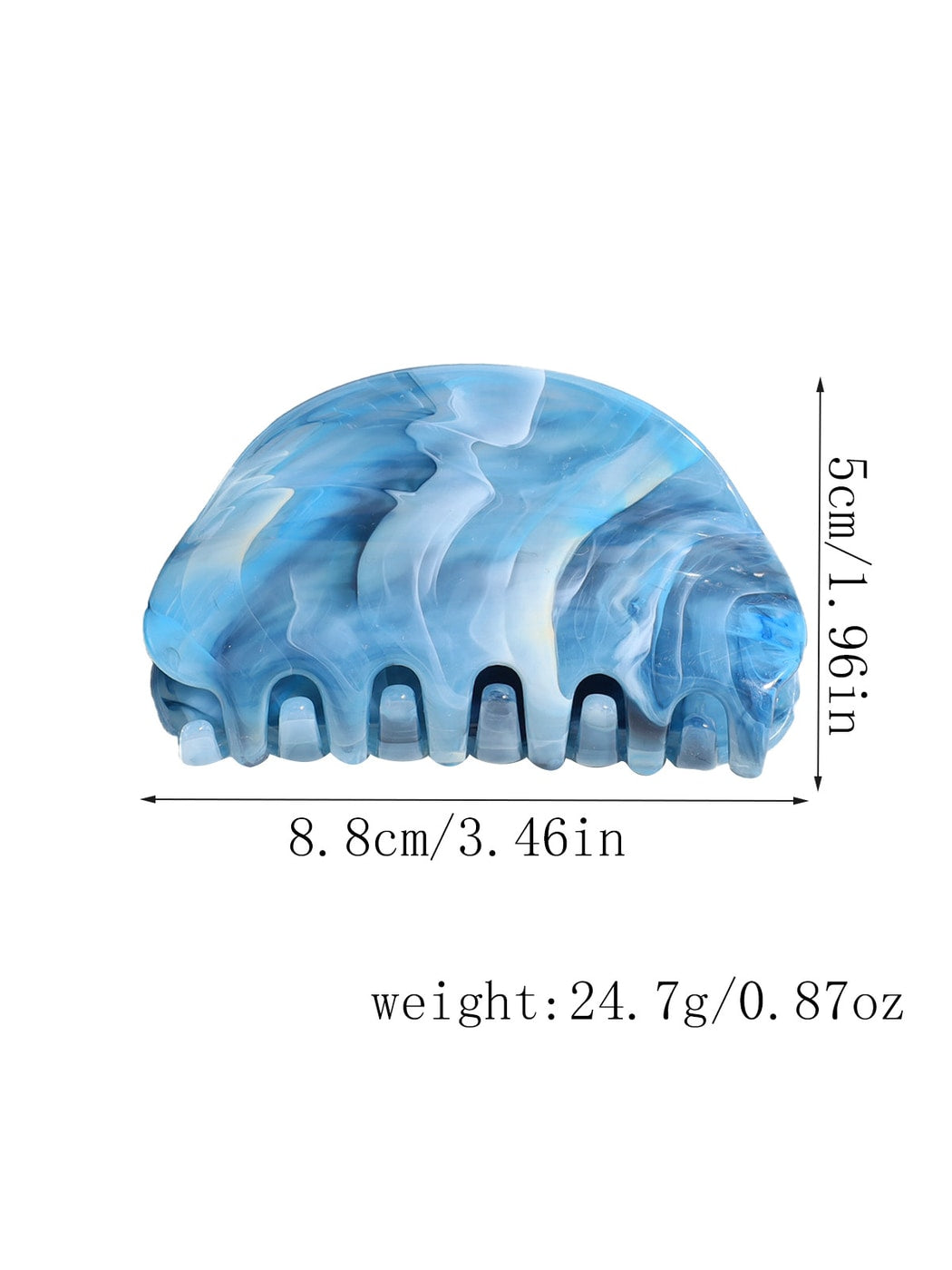 Beau - Half Round Marble Print Plastic Claw Clip