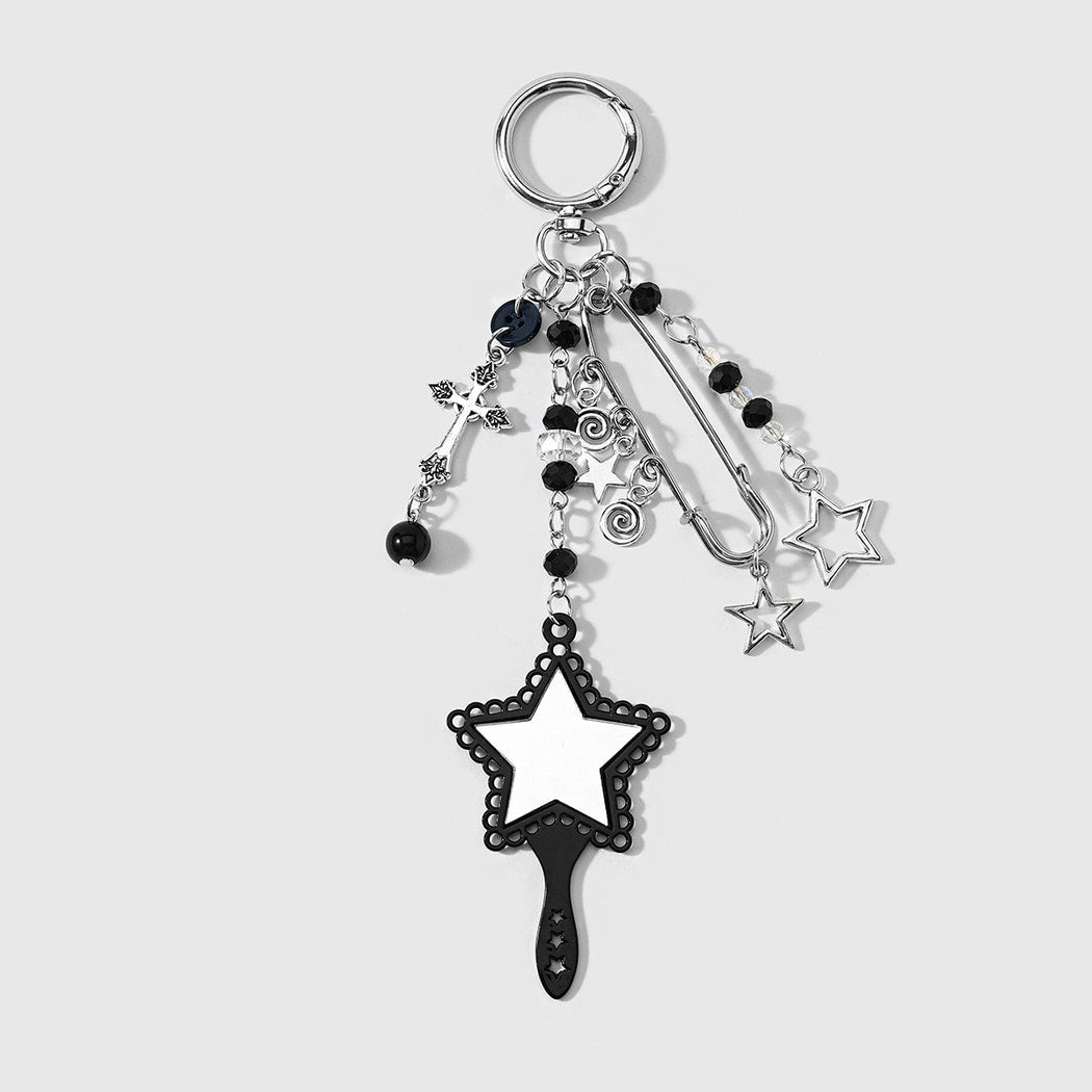 Keypus - Y2K Style Cross and Star Mirror Keychain