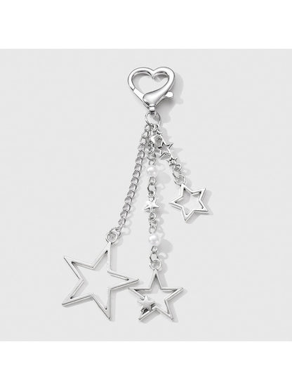 Keypus - Y2K Style Silver Star Bag Charm Keychain