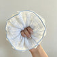 Gifty - Blue Plaid Lace Trim Polyester Scrunchie
