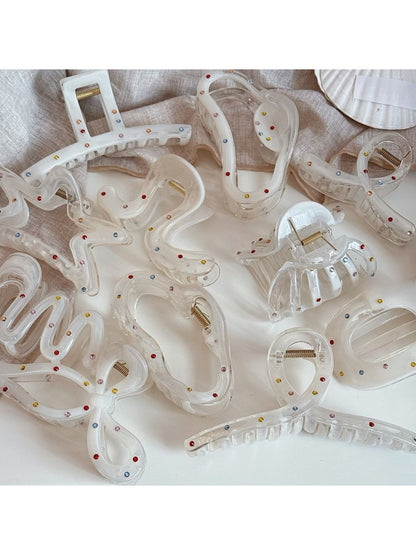 Beau - White Geometric Hair Claw Clip